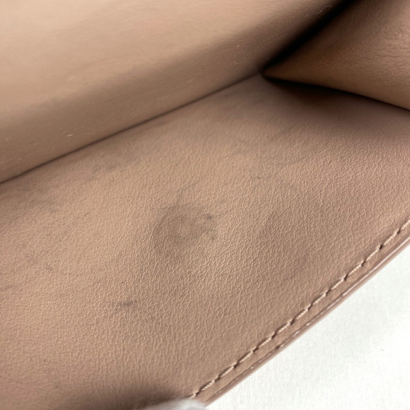 Prada logo plate tri fold wallet bill coin leather pink beige - Picture 5 of 7